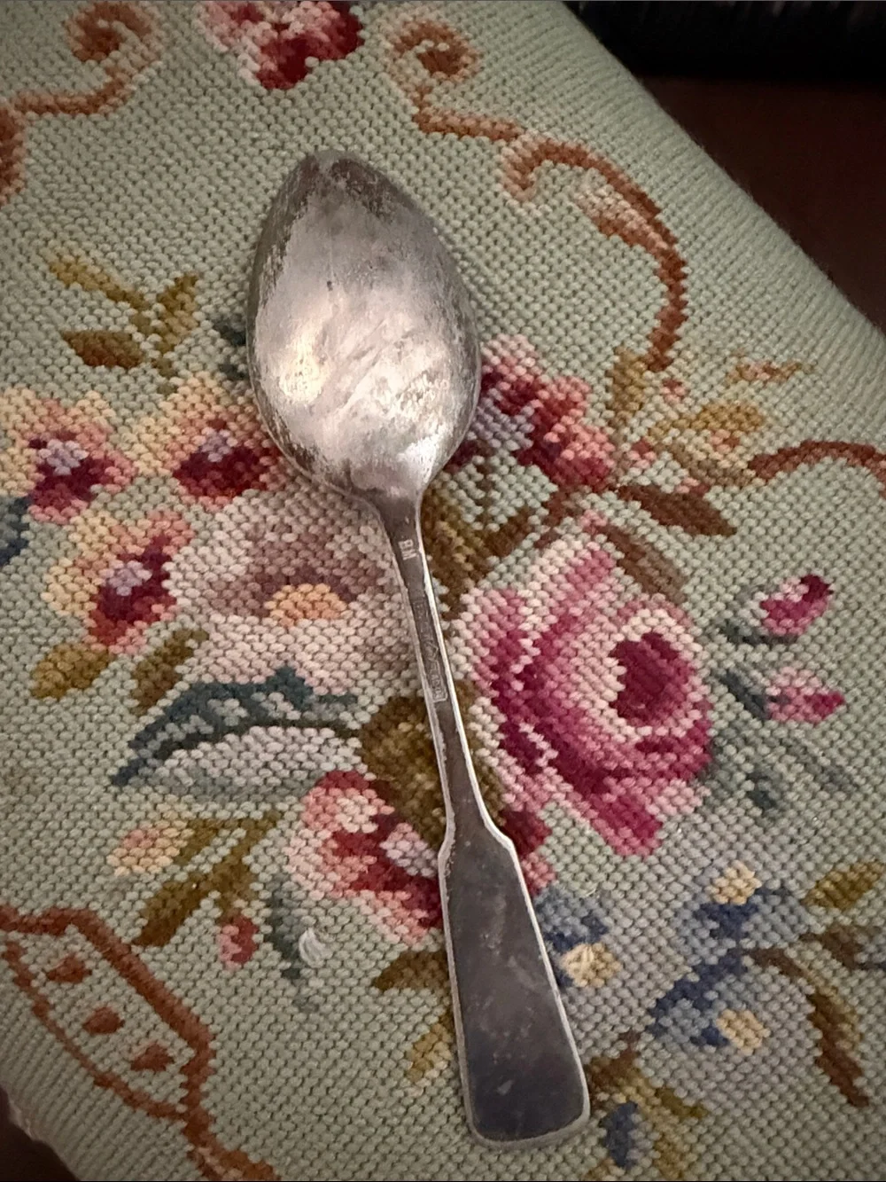 Antique Fraget MB Plaque Silver Plate Serving Spoon Warsaw Poland c.1900
